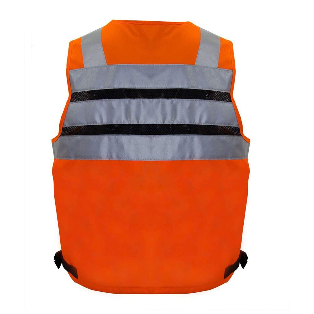 Hestic Sports Wear Customized Black Reflective Safety Vest Company Logo With Pockets Custom Color Fluorescent Visibility Work Class 2 Safety Vest